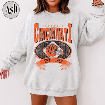 Unisex Cincinnati football vintage crewneck sweatshirt for men and women