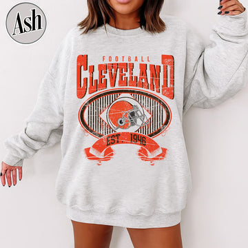 Unisex Cleveland football vintage crewneck sweatshirt for men and women