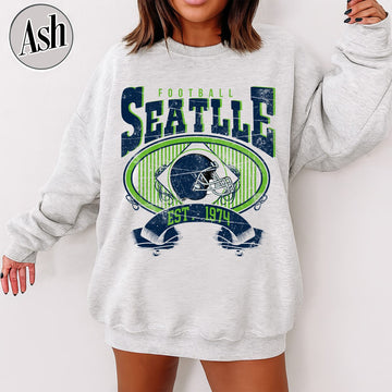 Unisex Seattle football vintage crewneck sweatshirt for men and women