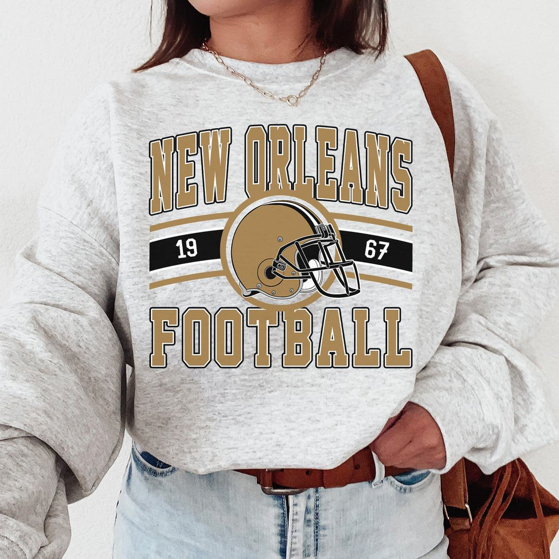Unisex New Orleans football vintage crewneck sweatshirt for men and women