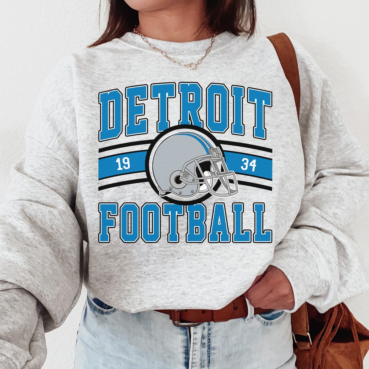 Unisex Detroit football vintage crewneck sweatshirt for men and women