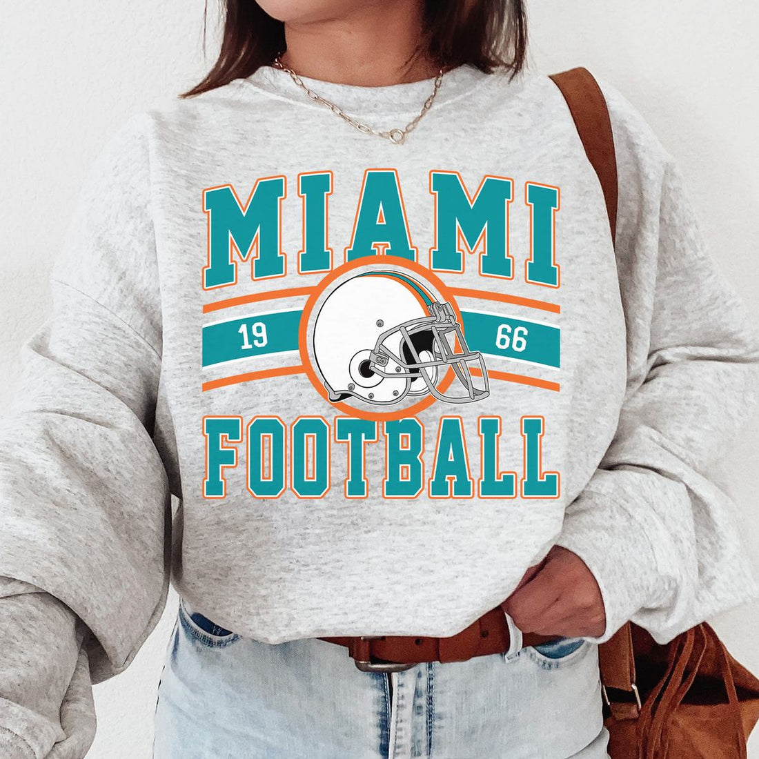 Unisex Miami football vintage crewneck sweatshirt for men and women