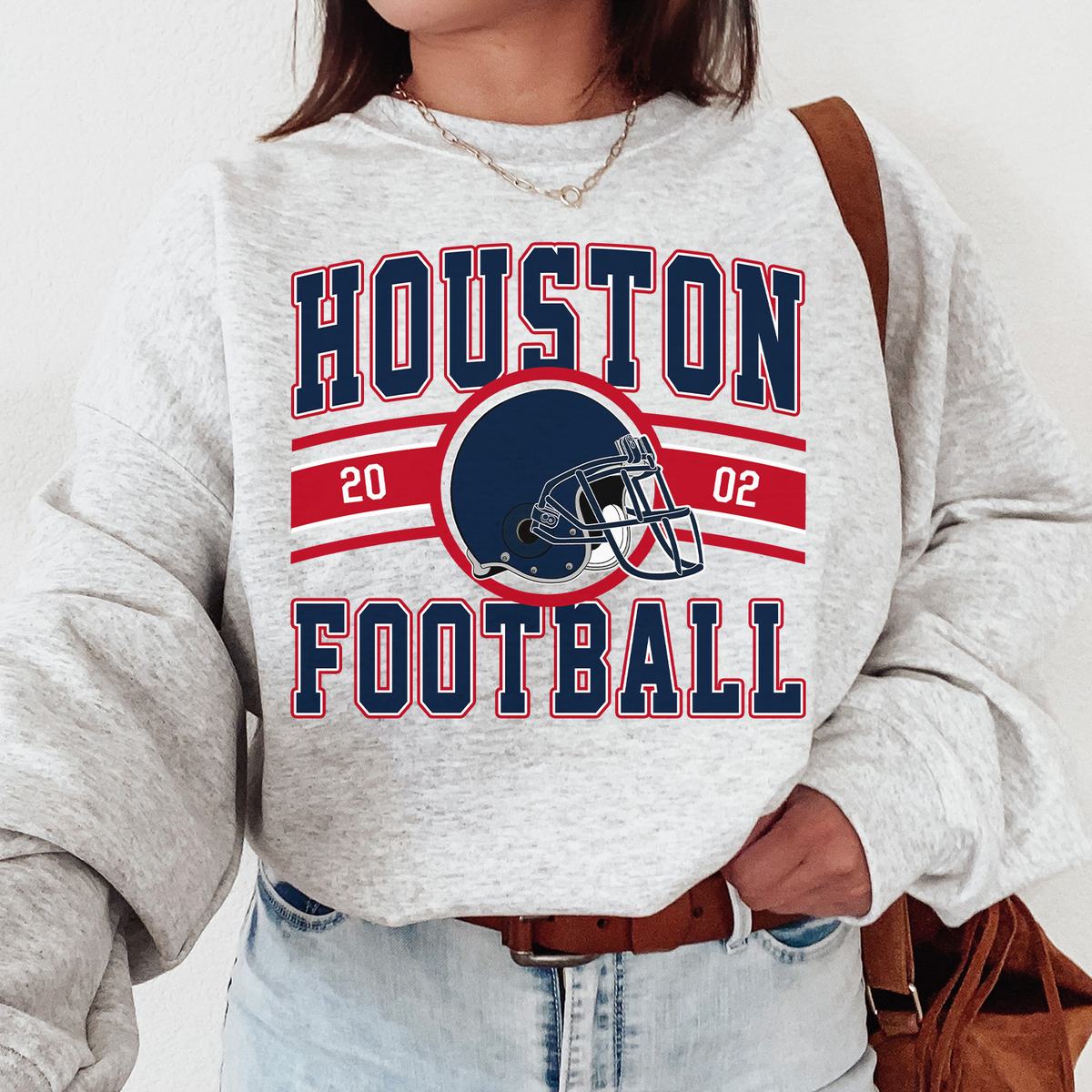 Unisex Houston football vintage crewneck sweatshirt for men and women