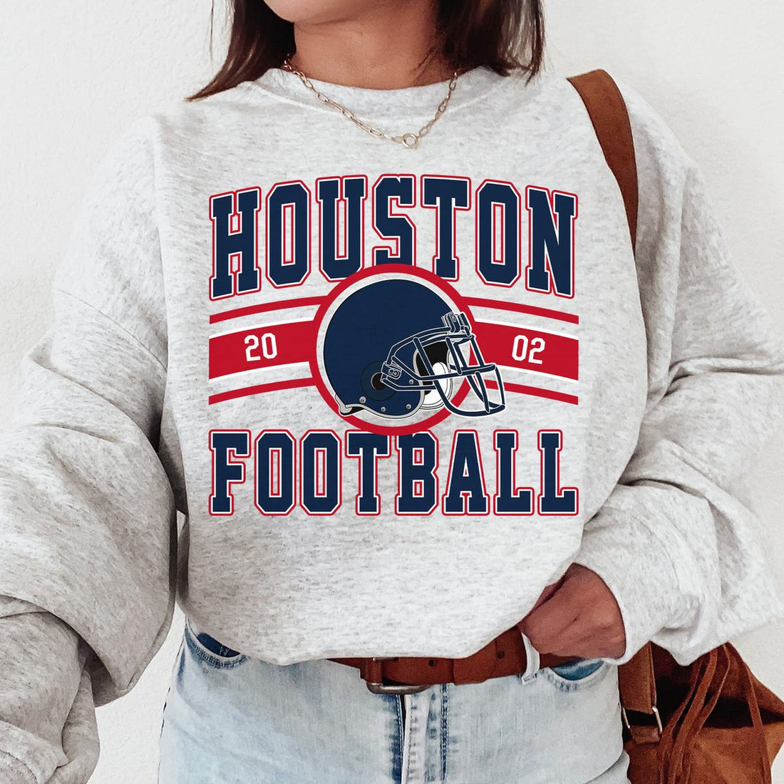 Unisex Houston football vintage crewneck sweatshirt for men and women