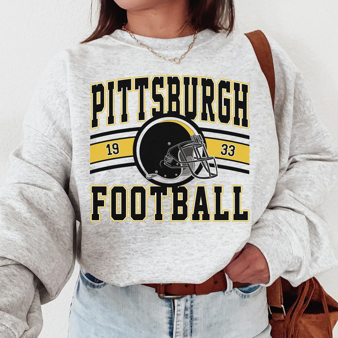 Unisex Pittsburgh football vintage crewneck sweatshirt for men and women