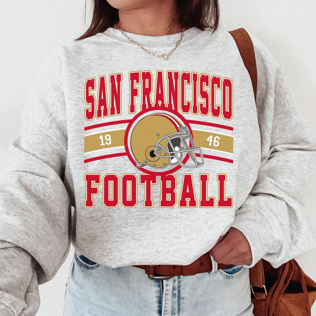 Unisex San Francisco football vintage crewneck sweatshirt for men and women