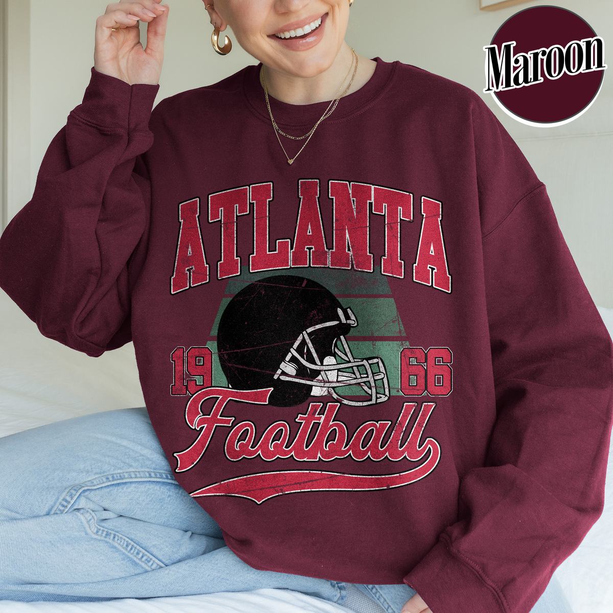 Unisex Atlanta football vintage crewneck sweatshirt for men and women