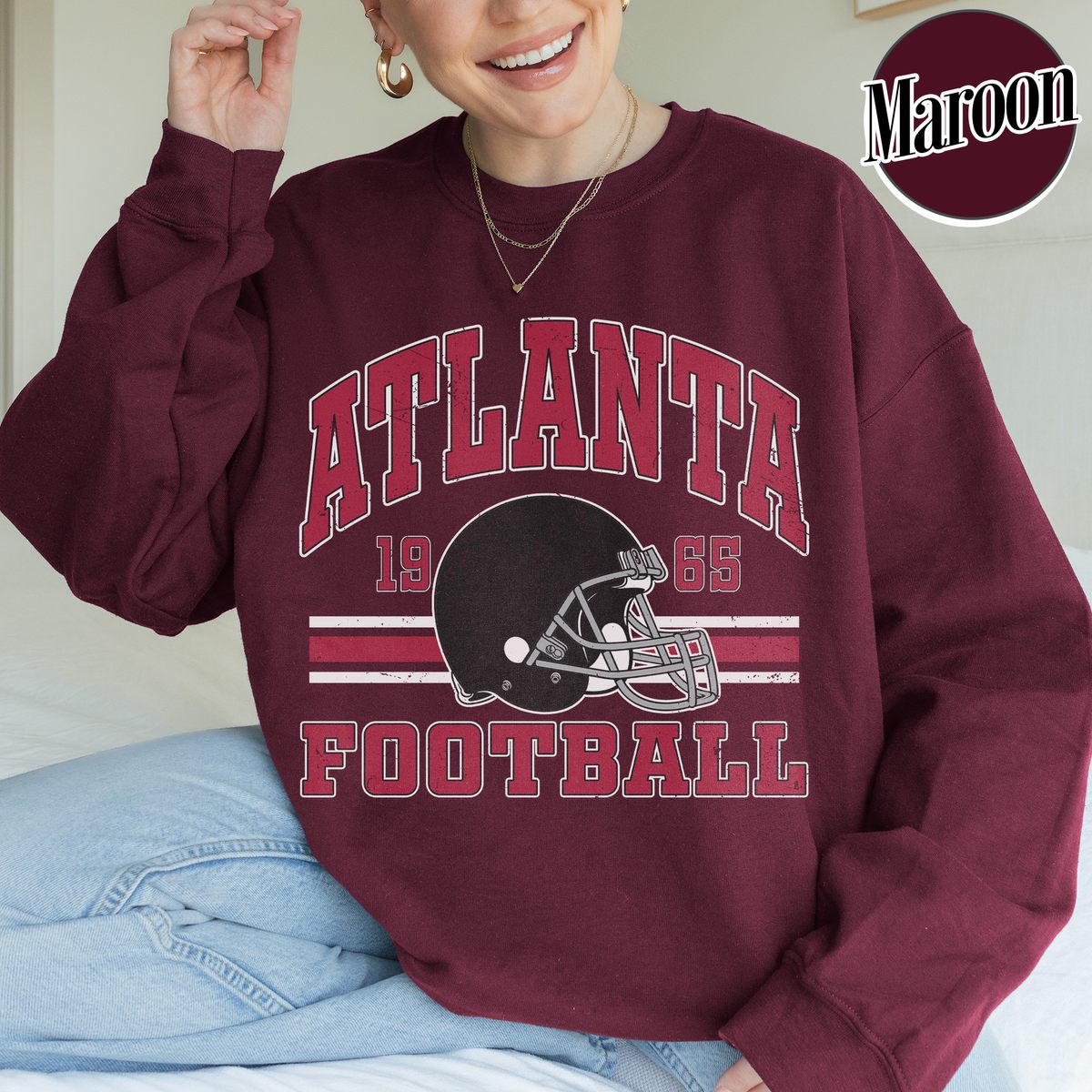 Unisex Atlanta football vintage crewneck sweatshirt for men and women