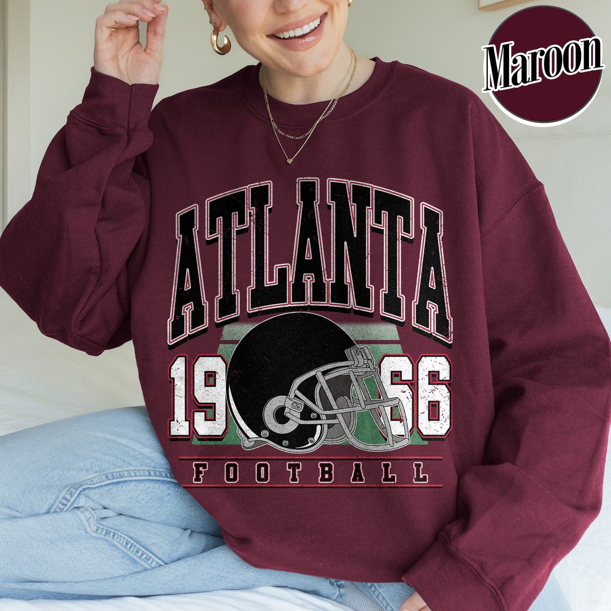 Unisex Atlanta football vintage crewneck sweatshirt for men and women