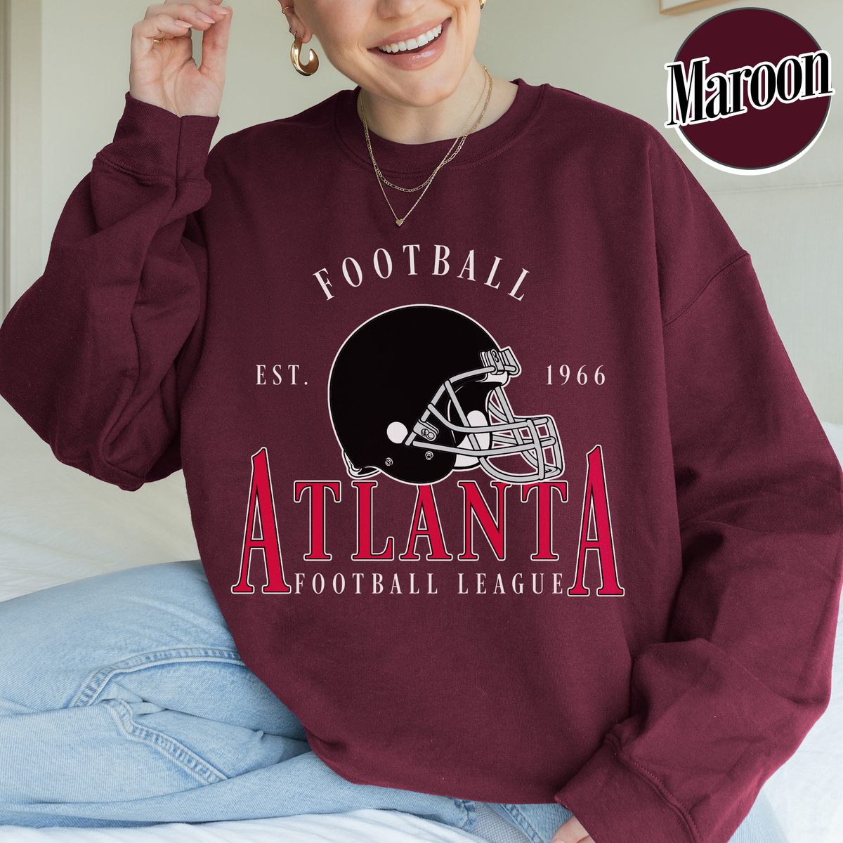 Unisex Atlanta football vintage crewneck sweatshirt for men and women