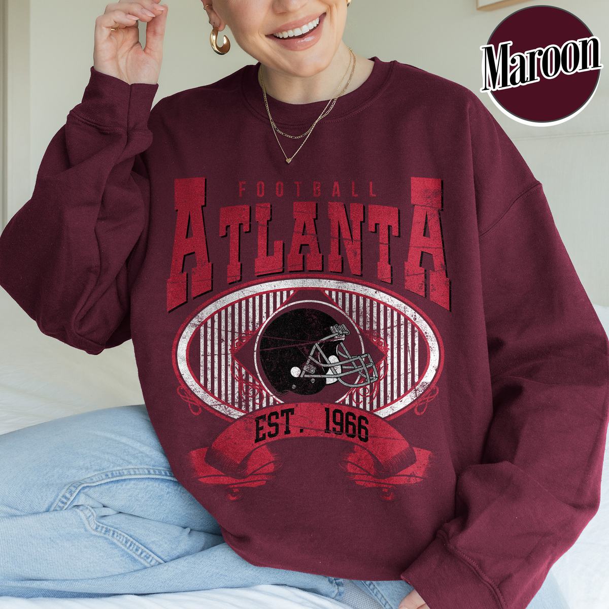 Unisex Atlanta football vintage crewneck sweatshirt for men and women