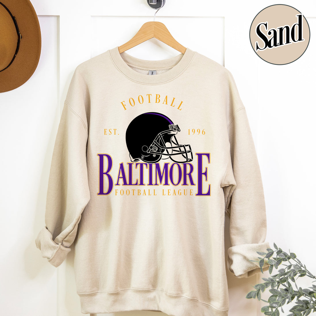 Unisex Baltimore football vintage crewneck sweatshirt for men and women