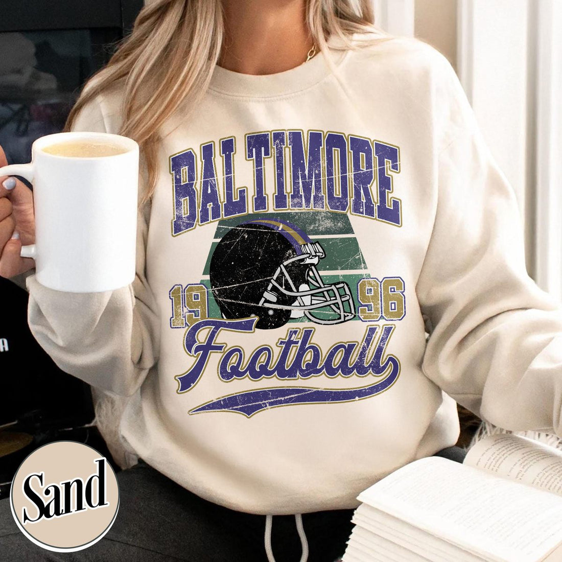 Unisex Baltimore football vintage crewneck sweatshirt for men and women