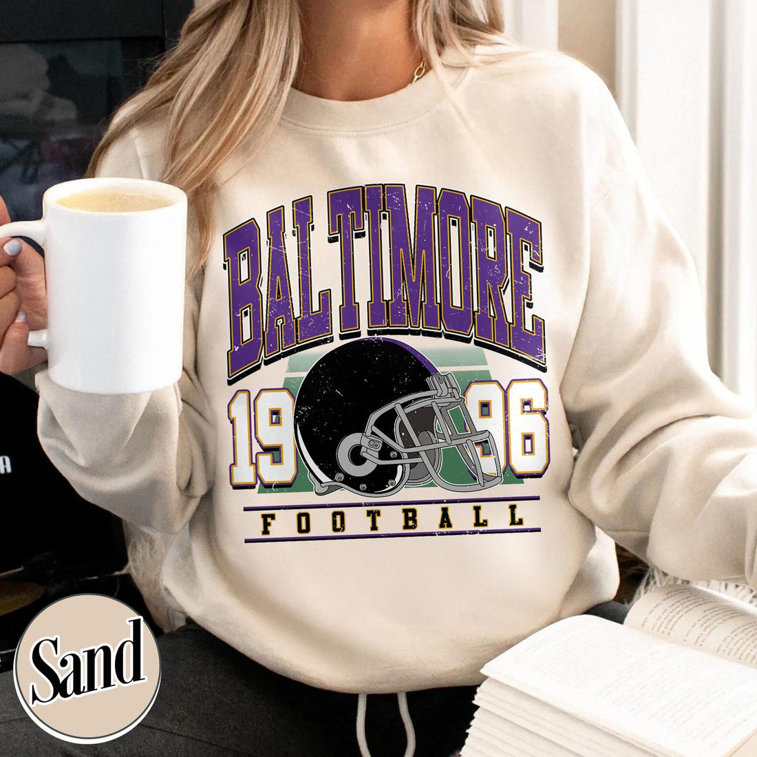 Unisex Baltimore football vintage crewneck sweatshirt for men and women