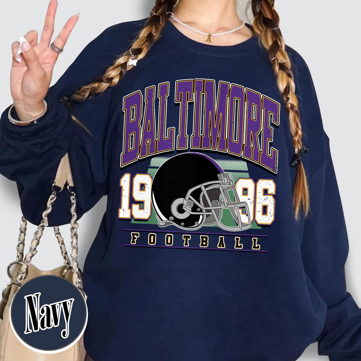 Unisex Baltimore football vintage crewneck sweatshirt for men and women