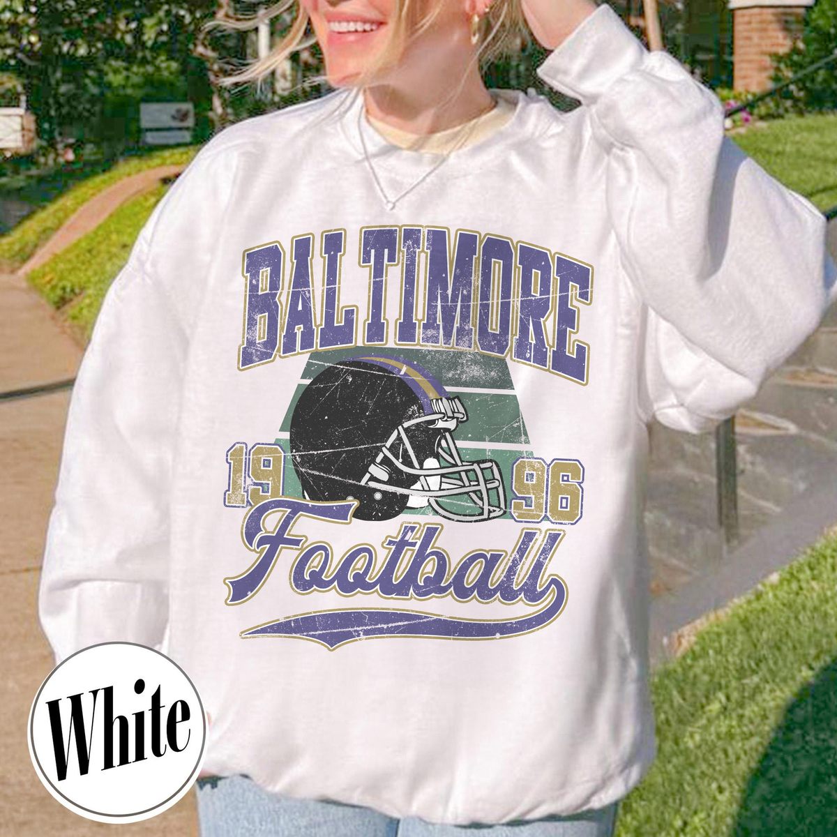 Unisex Baltimore football vintage crewneck sweatshirt for men and women