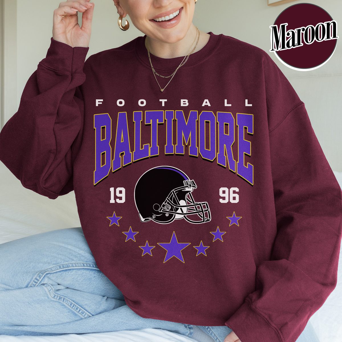 Unisex Baltimore football vintage crewneck sweatshirt for men and women