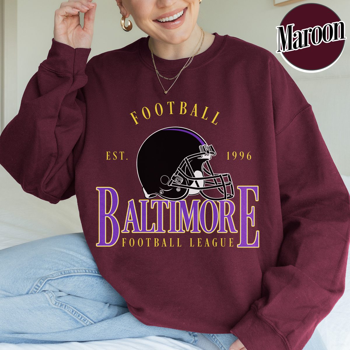Unisex Baltimore football vintage crewneck sweatshirt for men and women