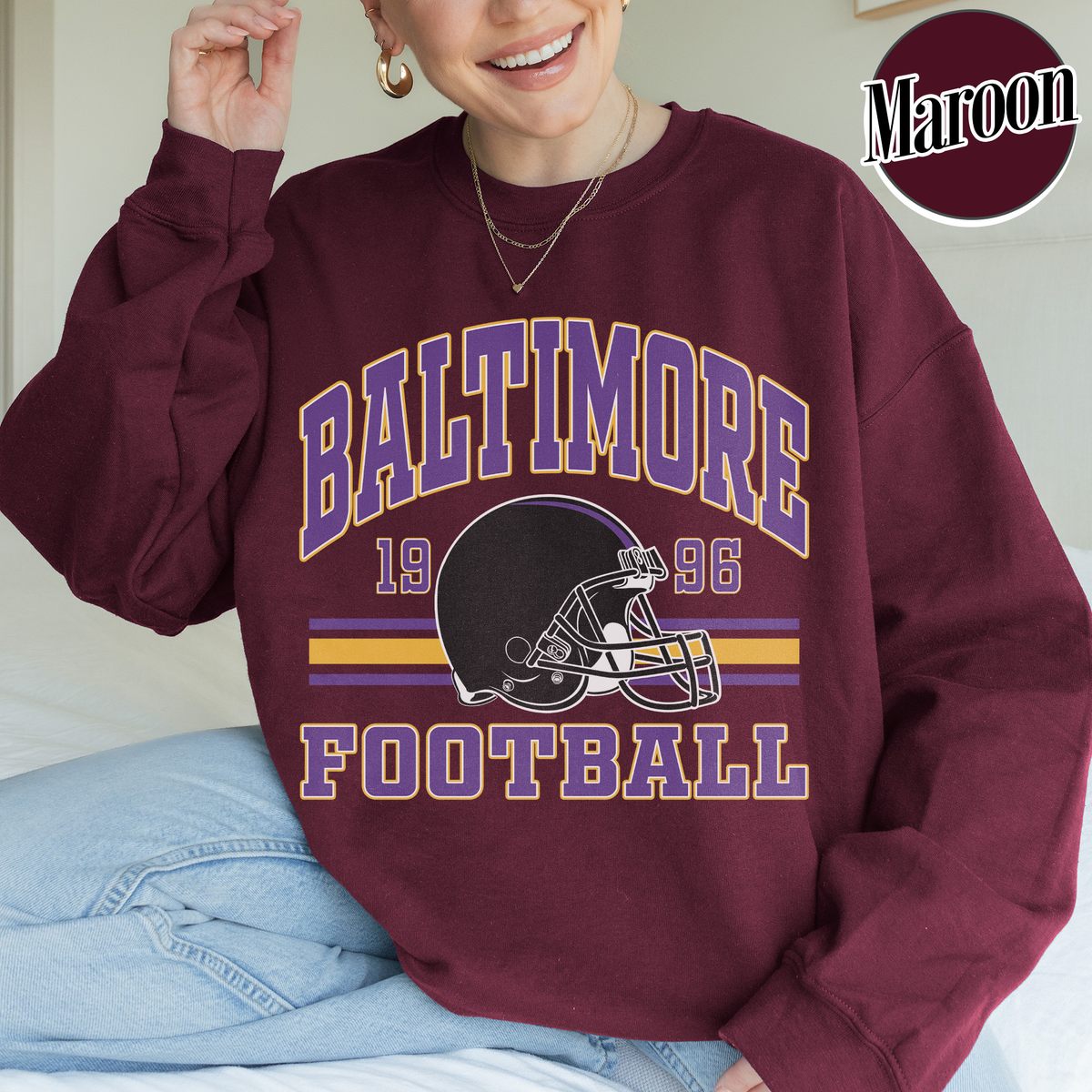 Unisex Baltimore football vintage crewneck sweatshirt for men and women