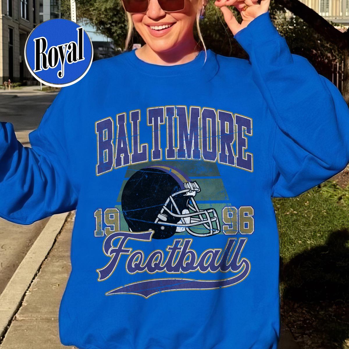 Unisex Baltimore football vintage crewneck sweatshirt for men and women