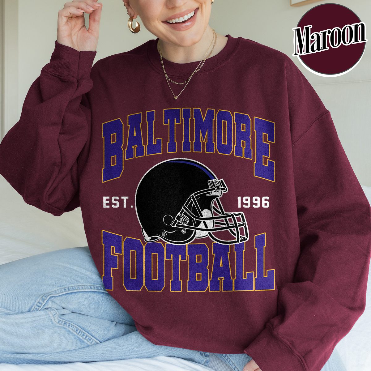Unisex Baltimore football vintage crewneck sweatshirt for men and women