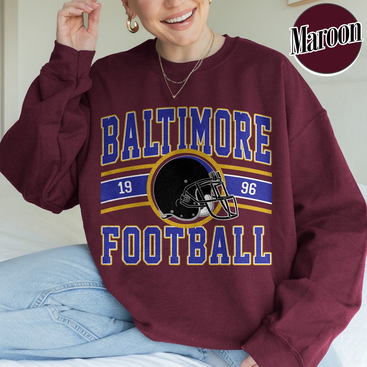 Unisex Baltimore football vintage crewneck sweatshirt for men and women