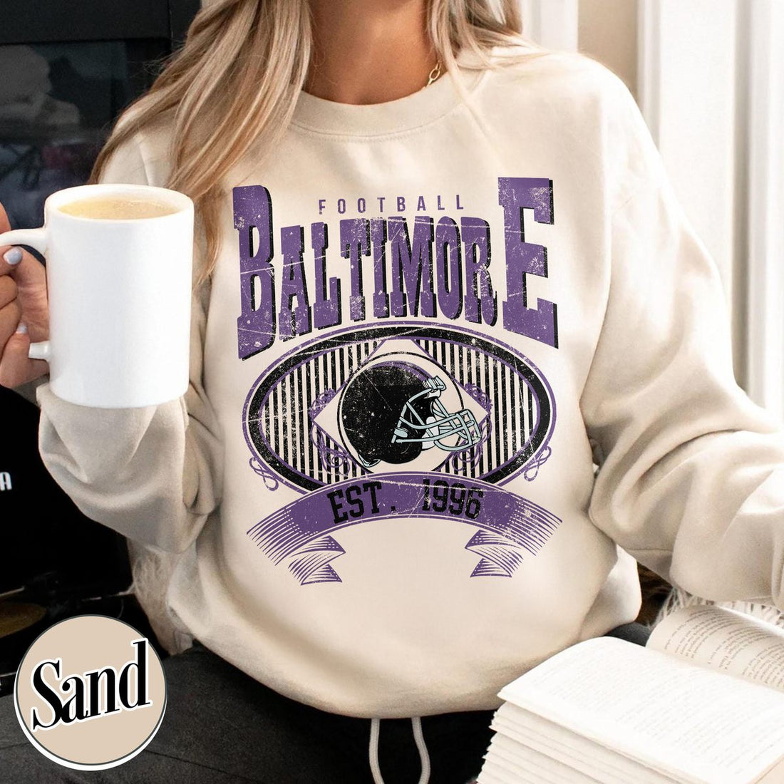 Unisex Baltimore football vintage crewneck sweatshirt for men and women