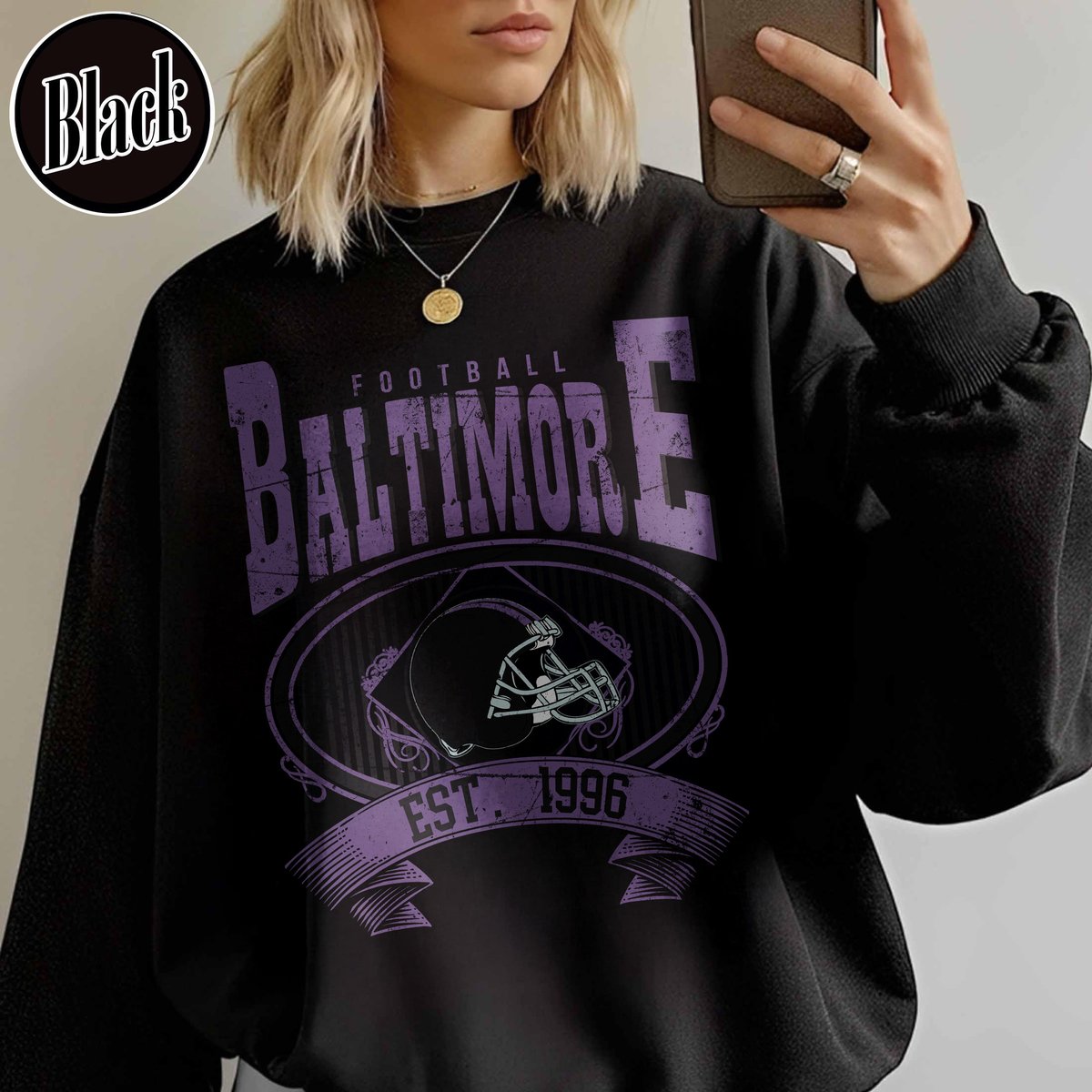 Unisex Baltimore football vintage crewneck sweatshirt for men and women