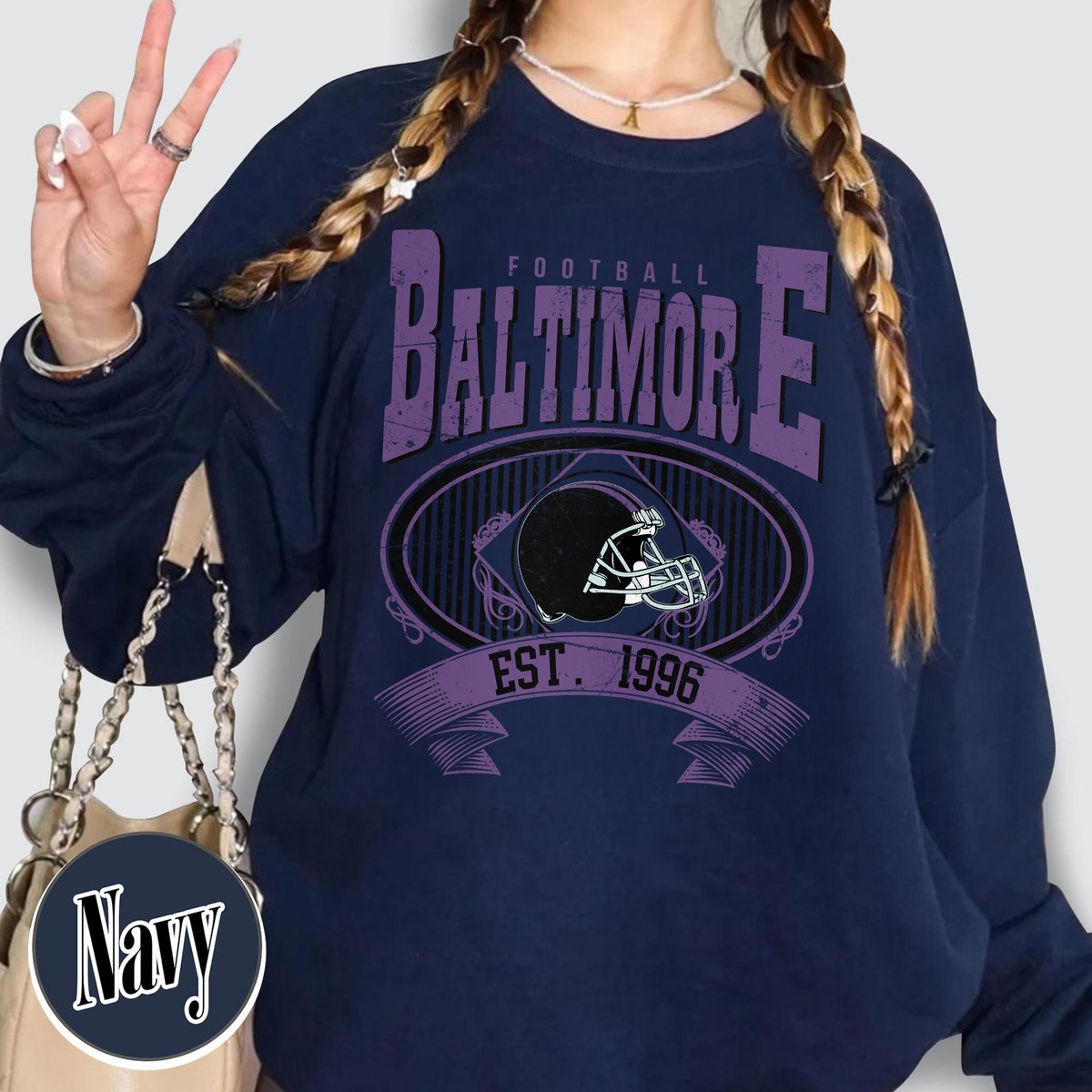 Unisex Baltimore football vintage crewneck sweatshirt for men and women