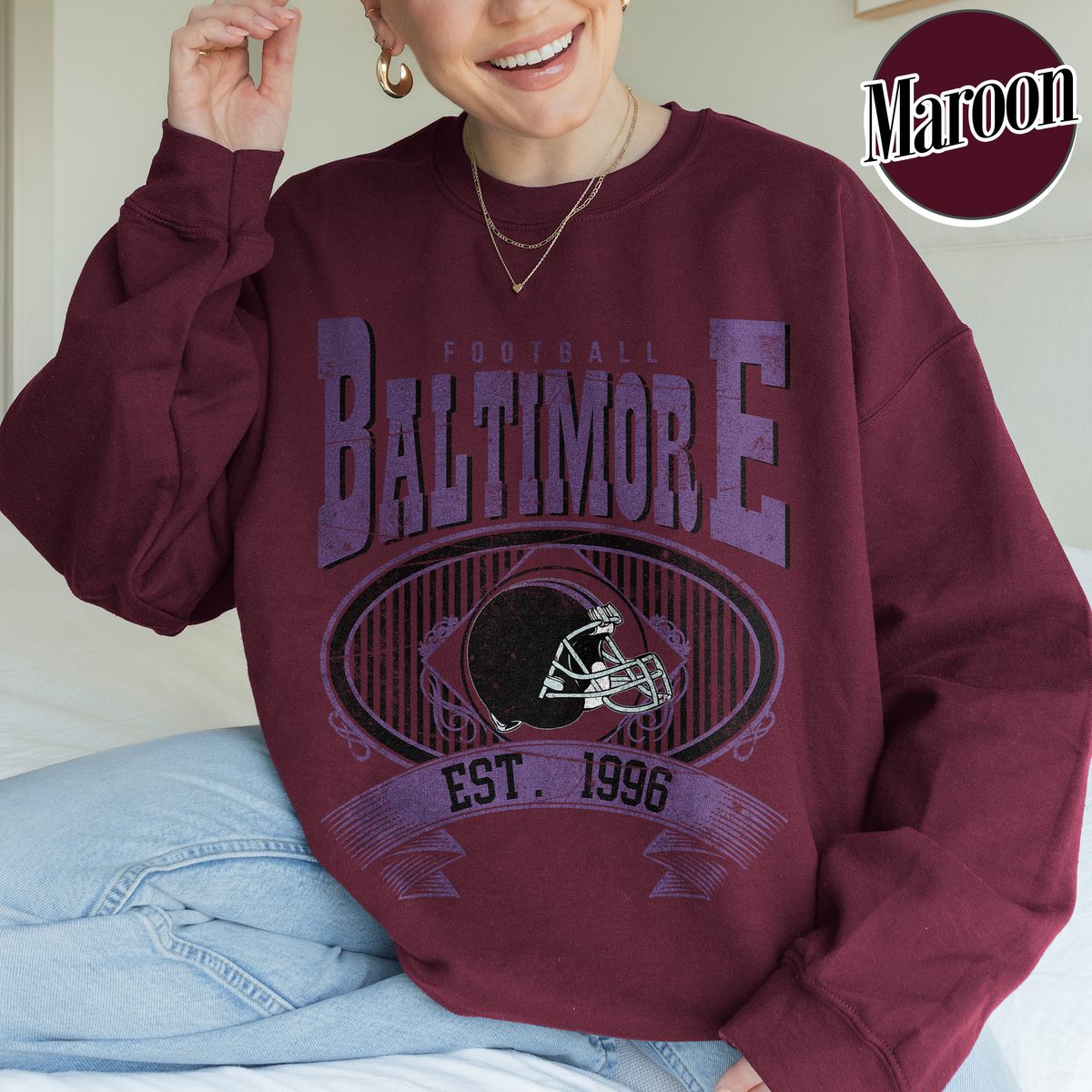 Unisex Baltimore football vintage crewneck sweatshirt for men and women
