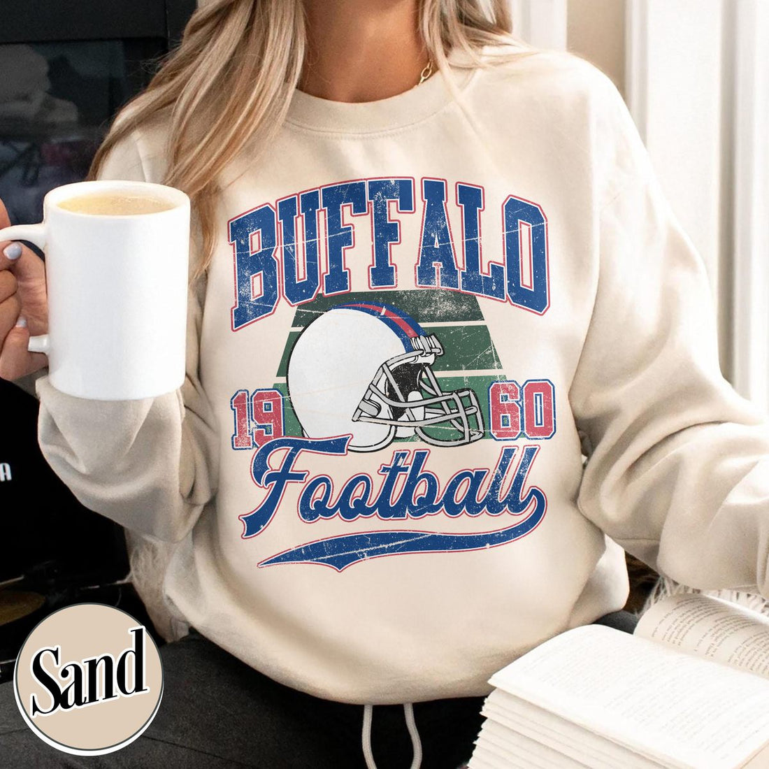 Unisex Buffalo football vintage crewneck sweatshirt for men and women