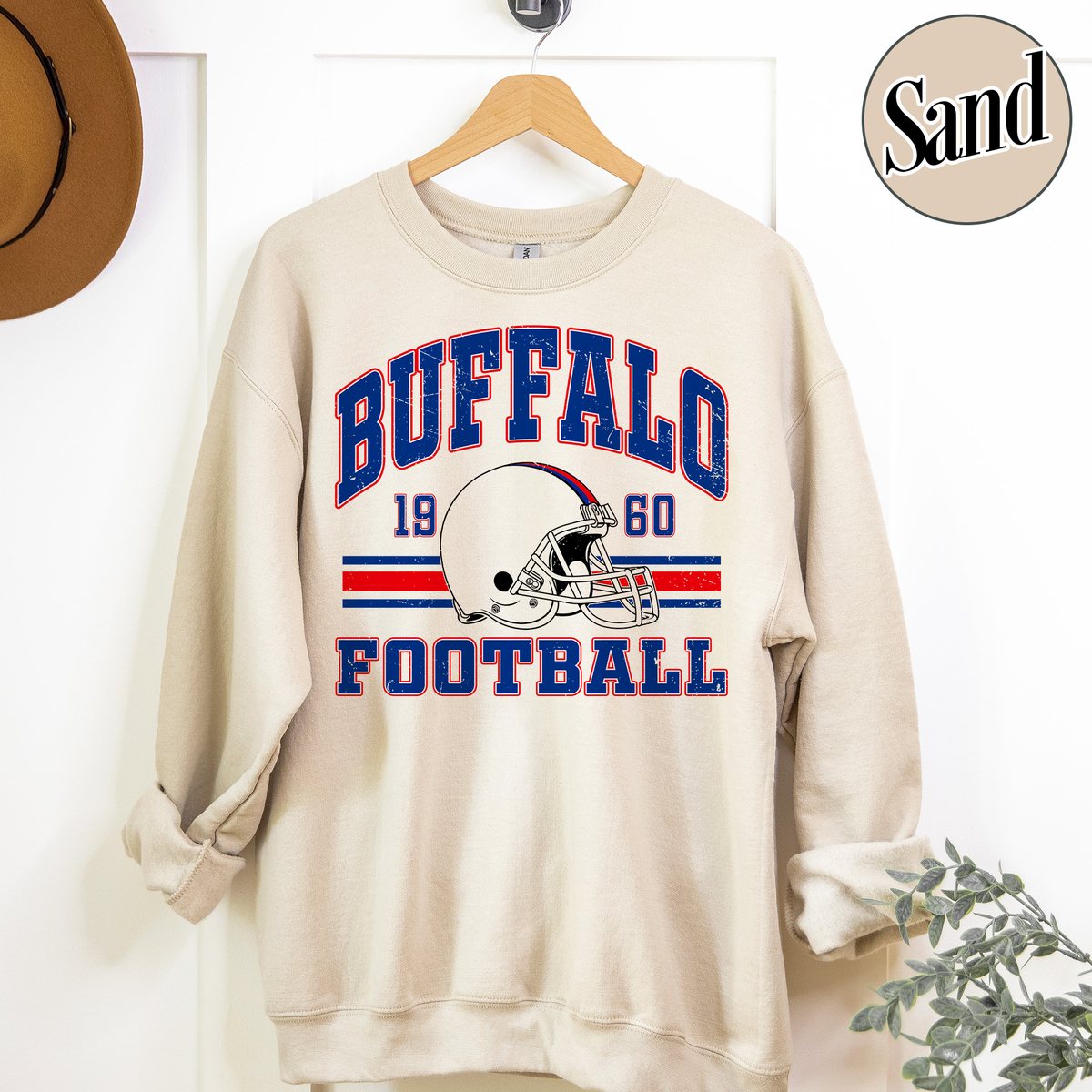 Unisex Buffalo football vintage crewneck sweatshirt for men and women