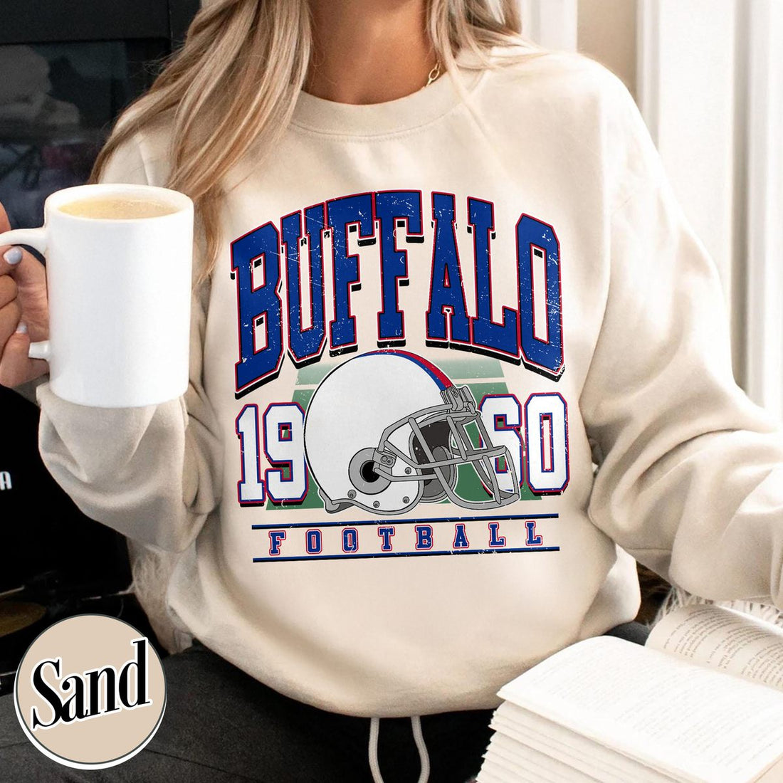 Unisex Buffalo football vintage crewneck sweatshirt for men and women
