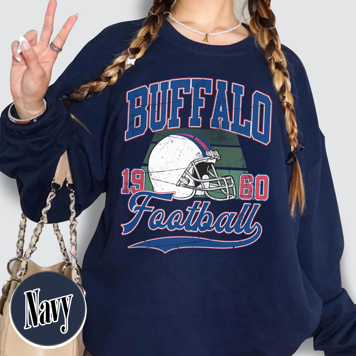 Unisex Buffalo football vintage crewneck sweatshirt for men and women