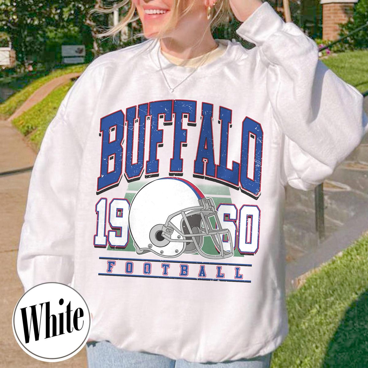 Unisex Buffalo football vintage crewneck sweatshirt for men and women