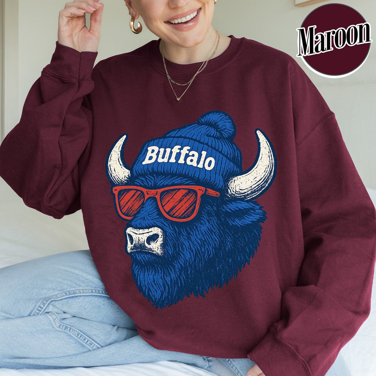 Unisex Buffalo football vintage crewneck sweatshirt for men and women