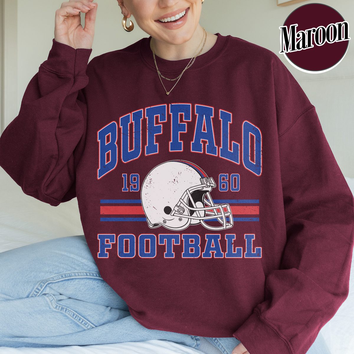Unisex Buffalo football vintage crewneck sweatshirt for men and women
