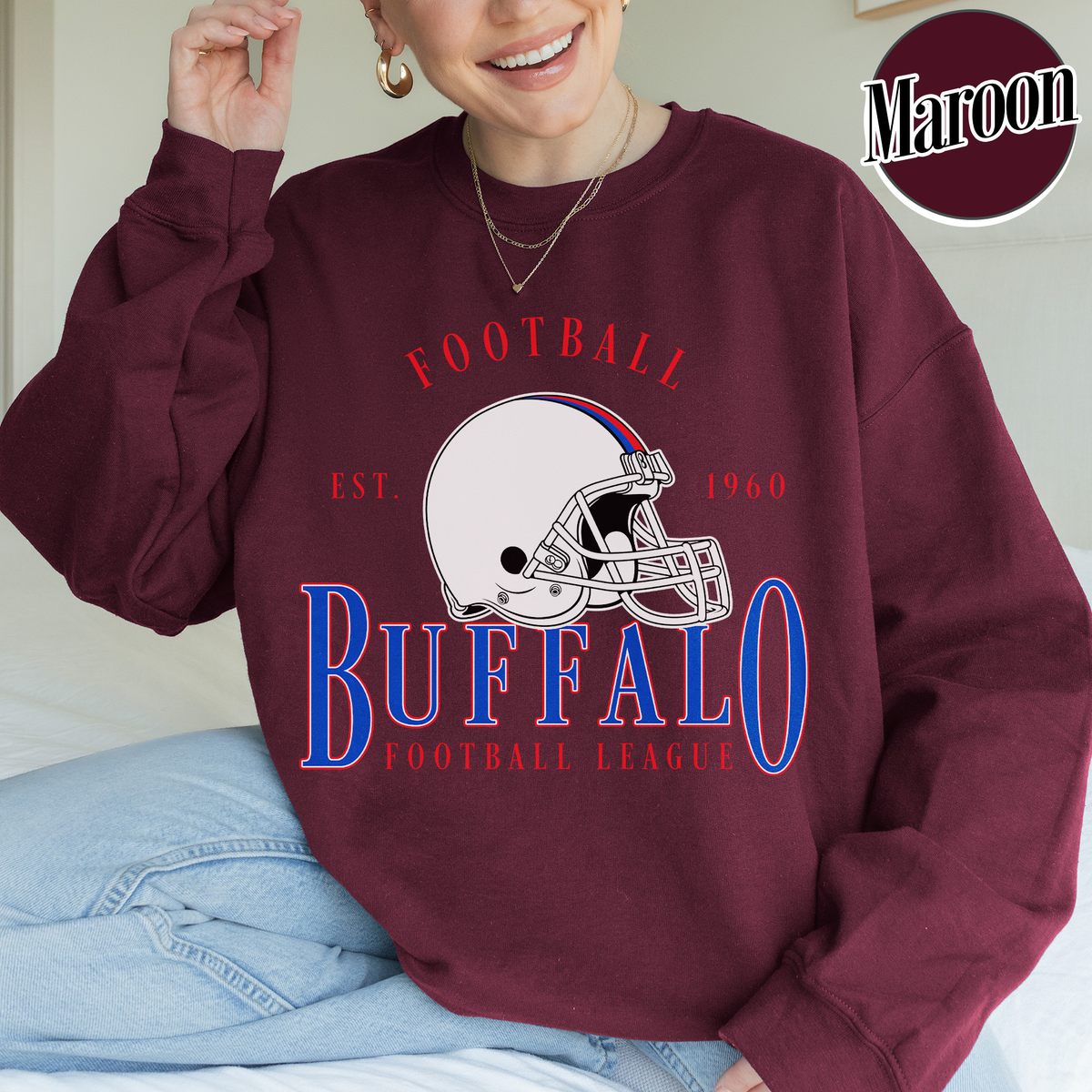 Unisex Buffalo football vintage crewneck sweatshirt for men and women