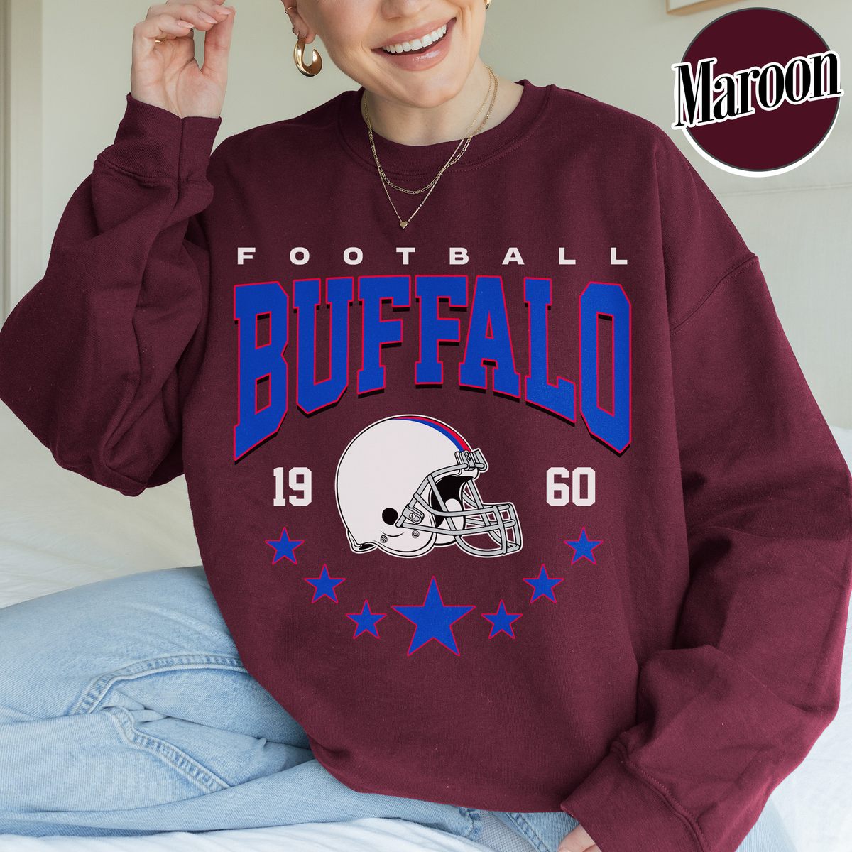 Unisex Buffalo football vintage crewneck sweatshirt for men and women