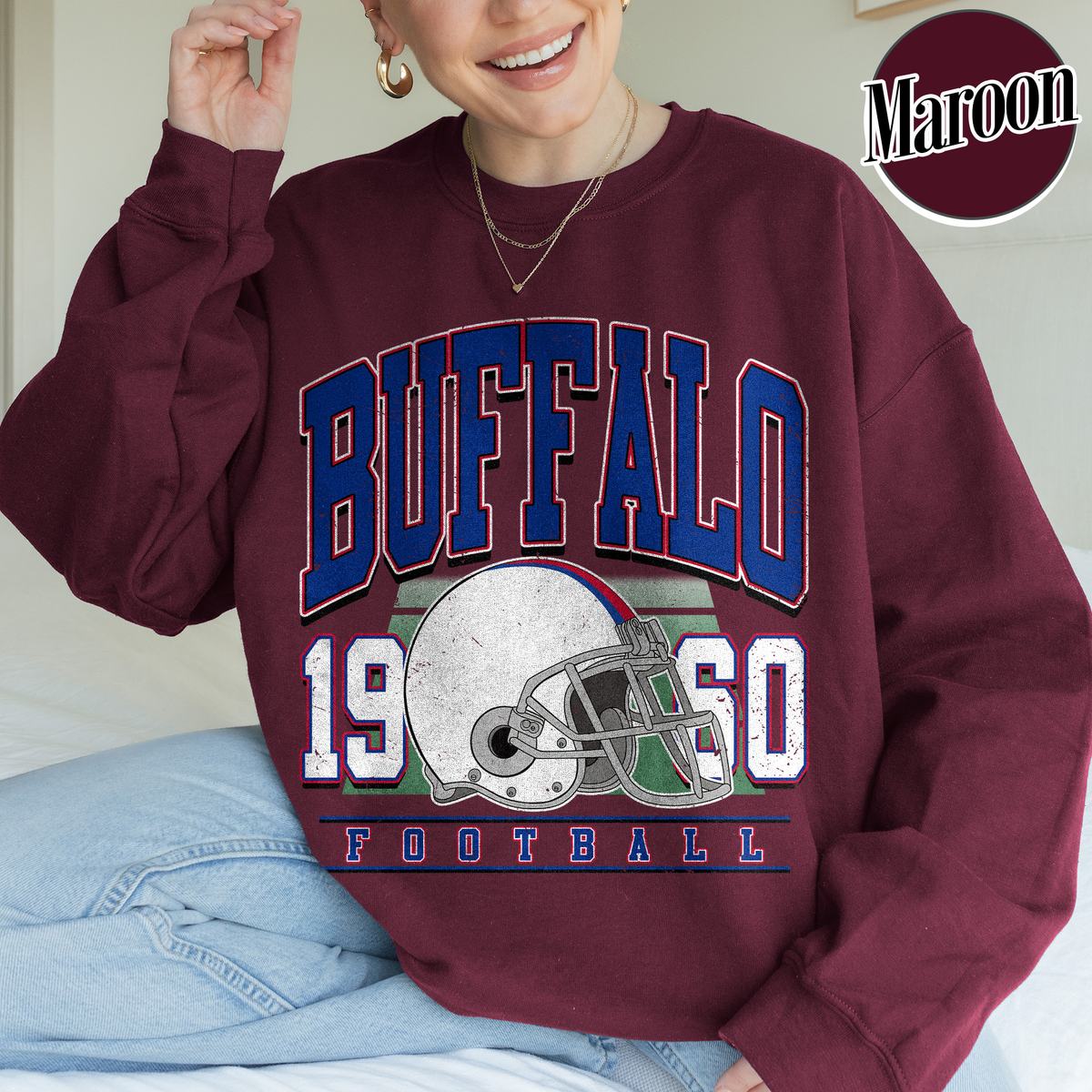 Unisex Buffalo football vintage crewneck sweatshirt for men and women