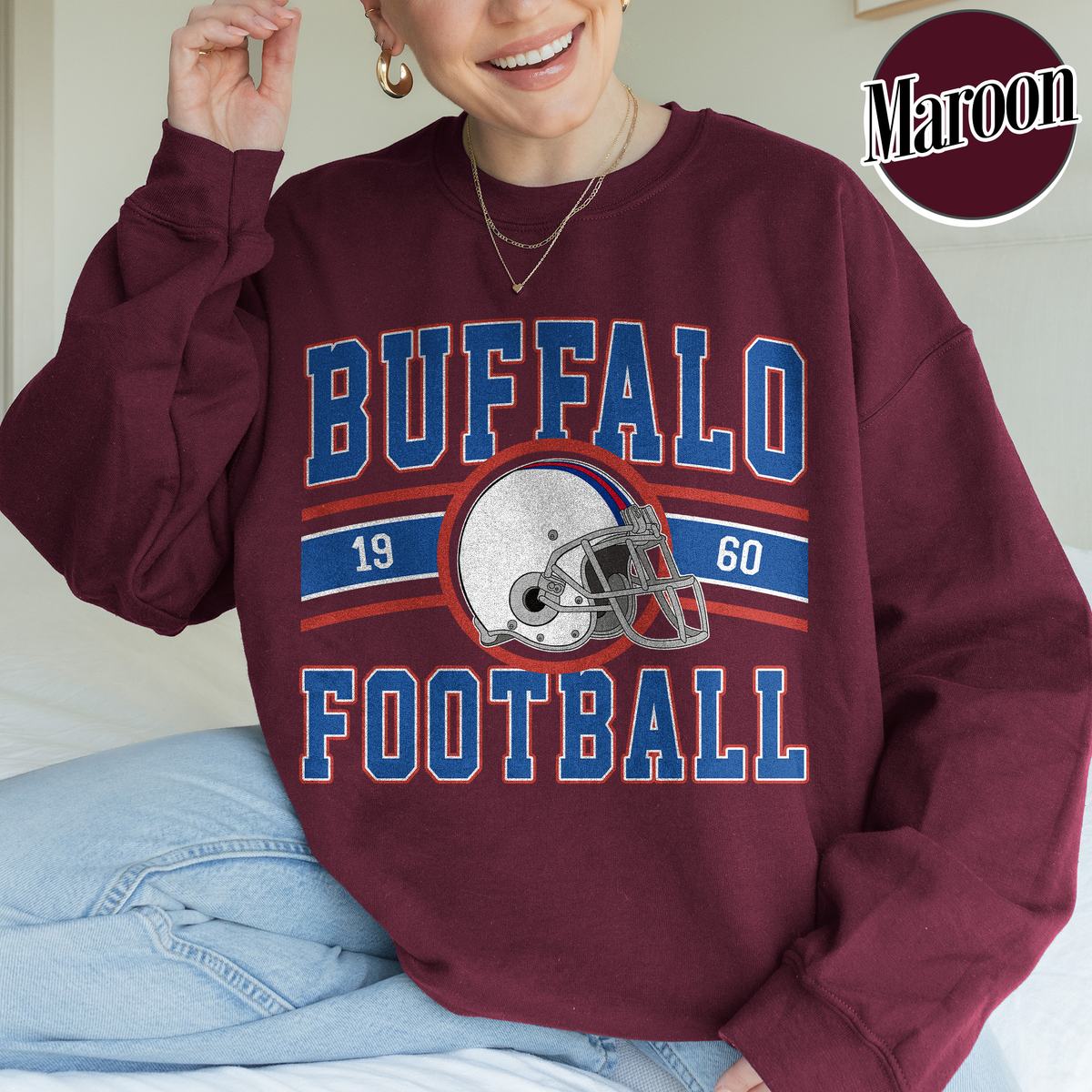 Unisex Buffalo football vintage crewneck sweatshirt for men and women
