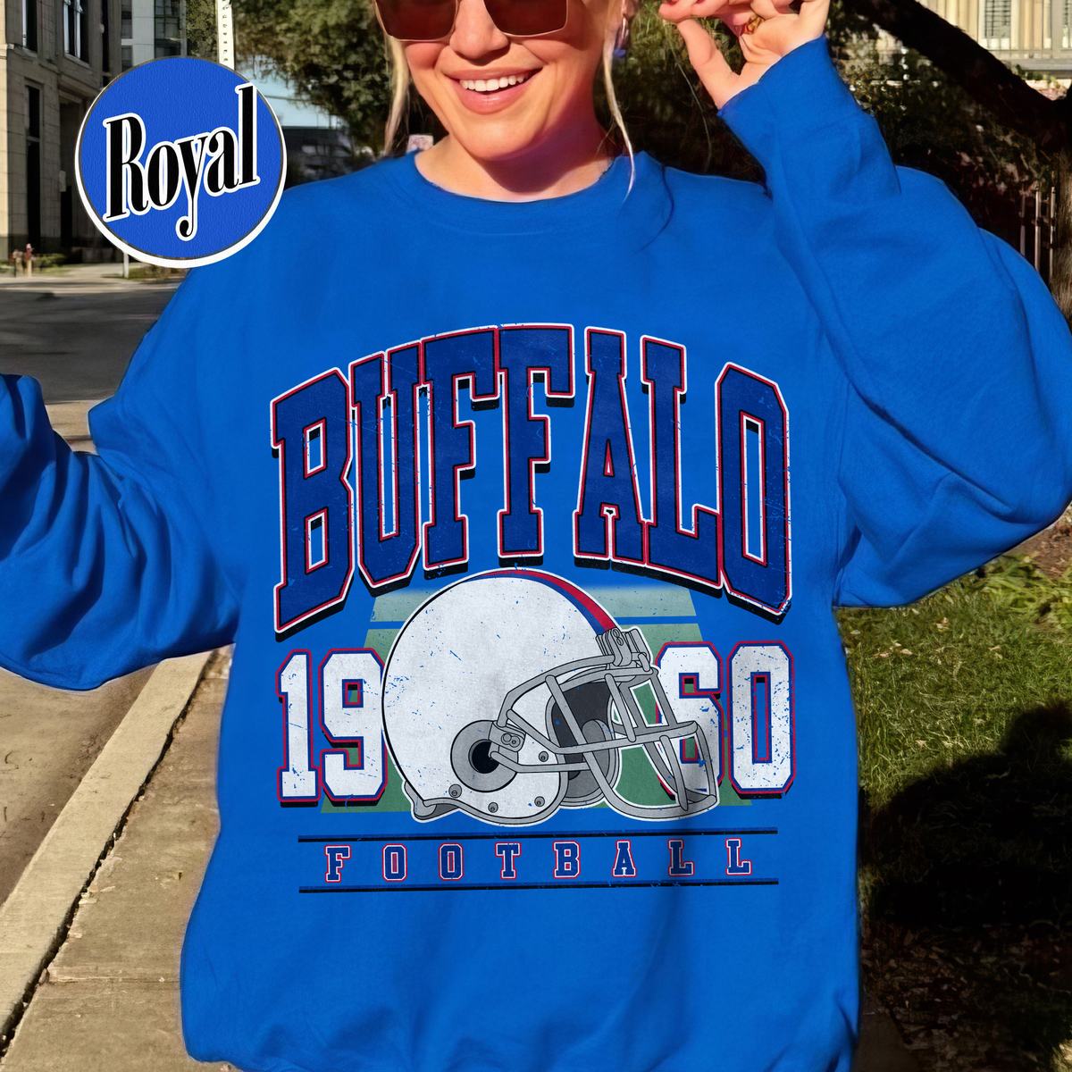 Unisex Buffalo football vintage crewneck sweatshirt for men and women