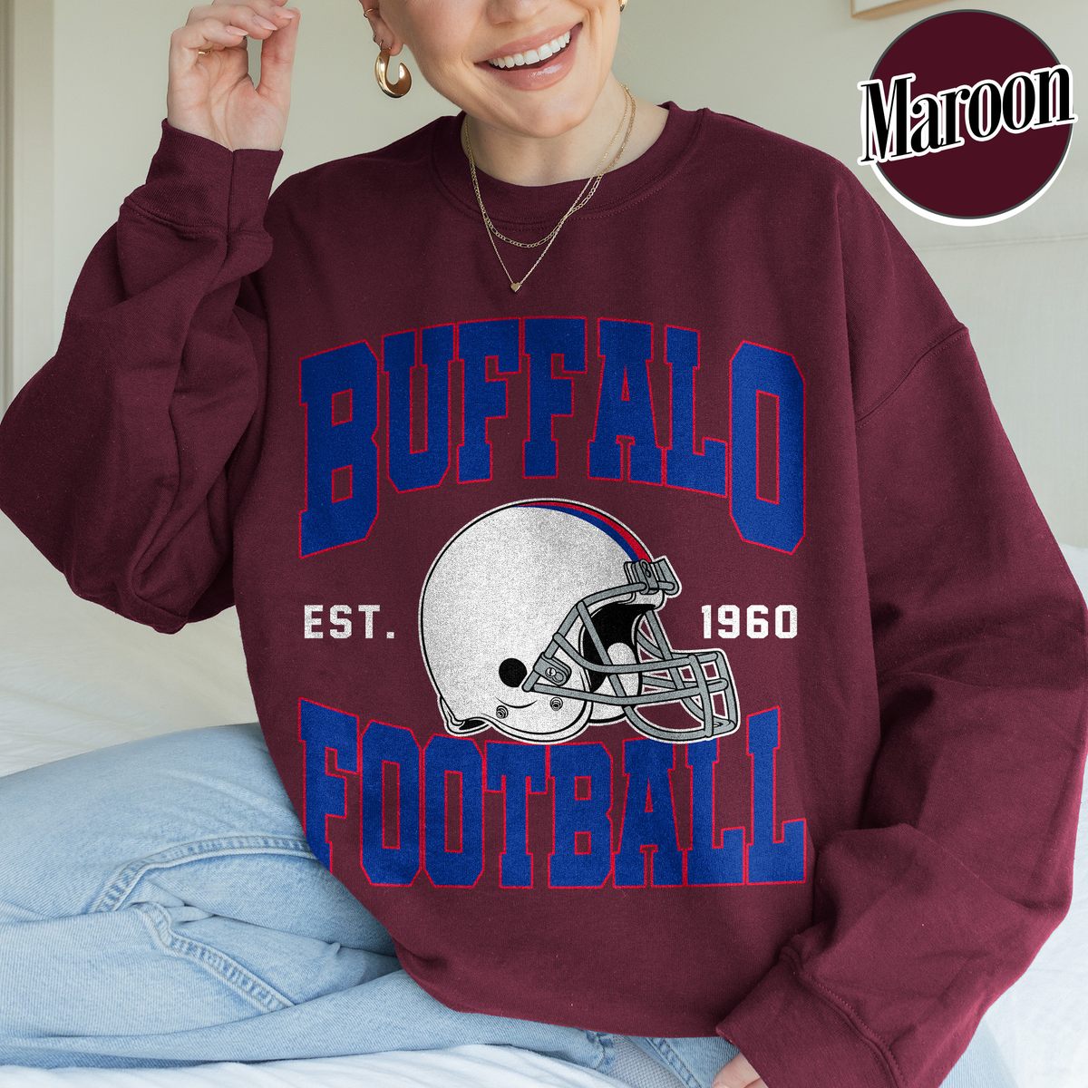 Unisex Buffalo football vintage crewneck sweatshirt for men and women
