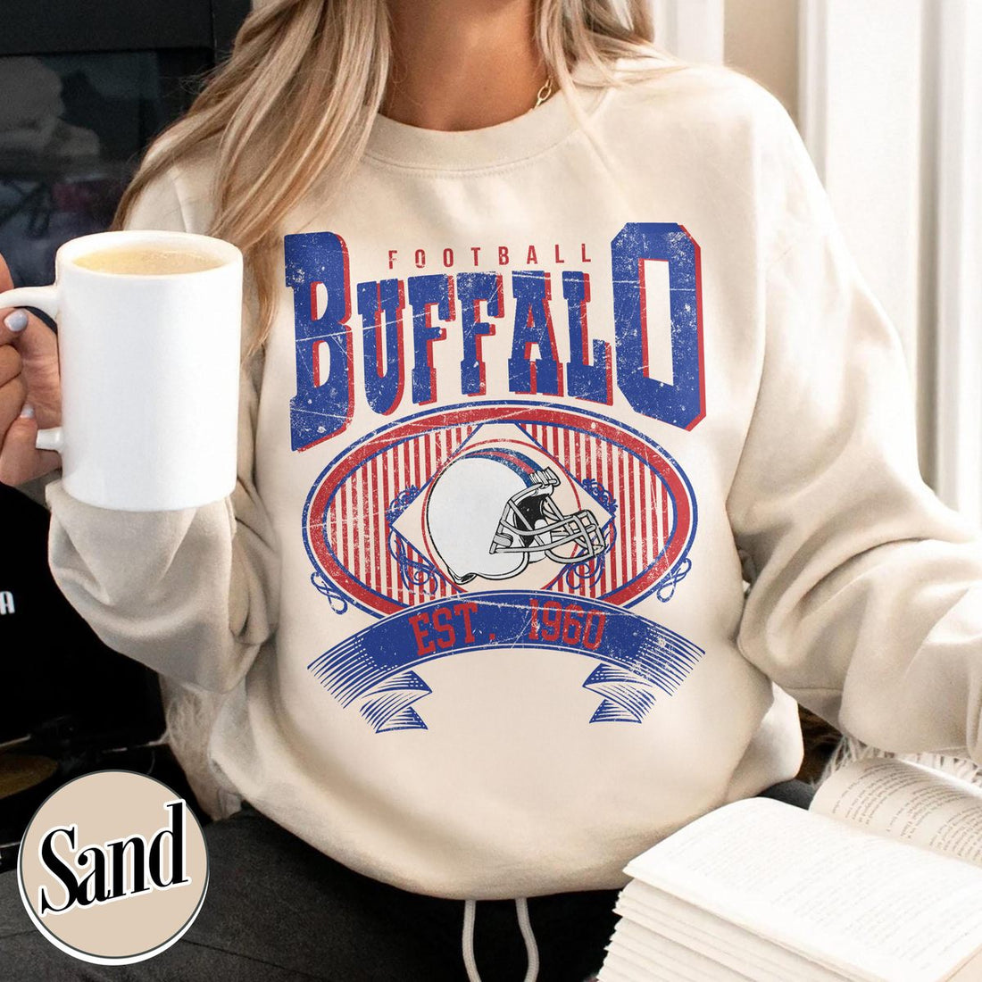 Unisex Buffalo football vintage crewneck sweatshirt for men and women