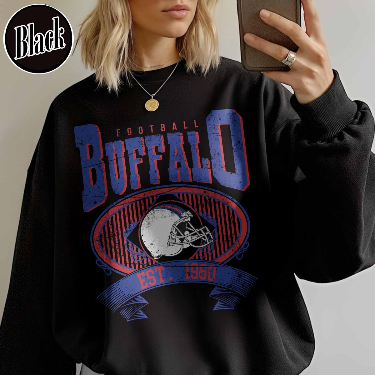 Unisex Buffalo football vintage crewneck sweatshirt for men and women