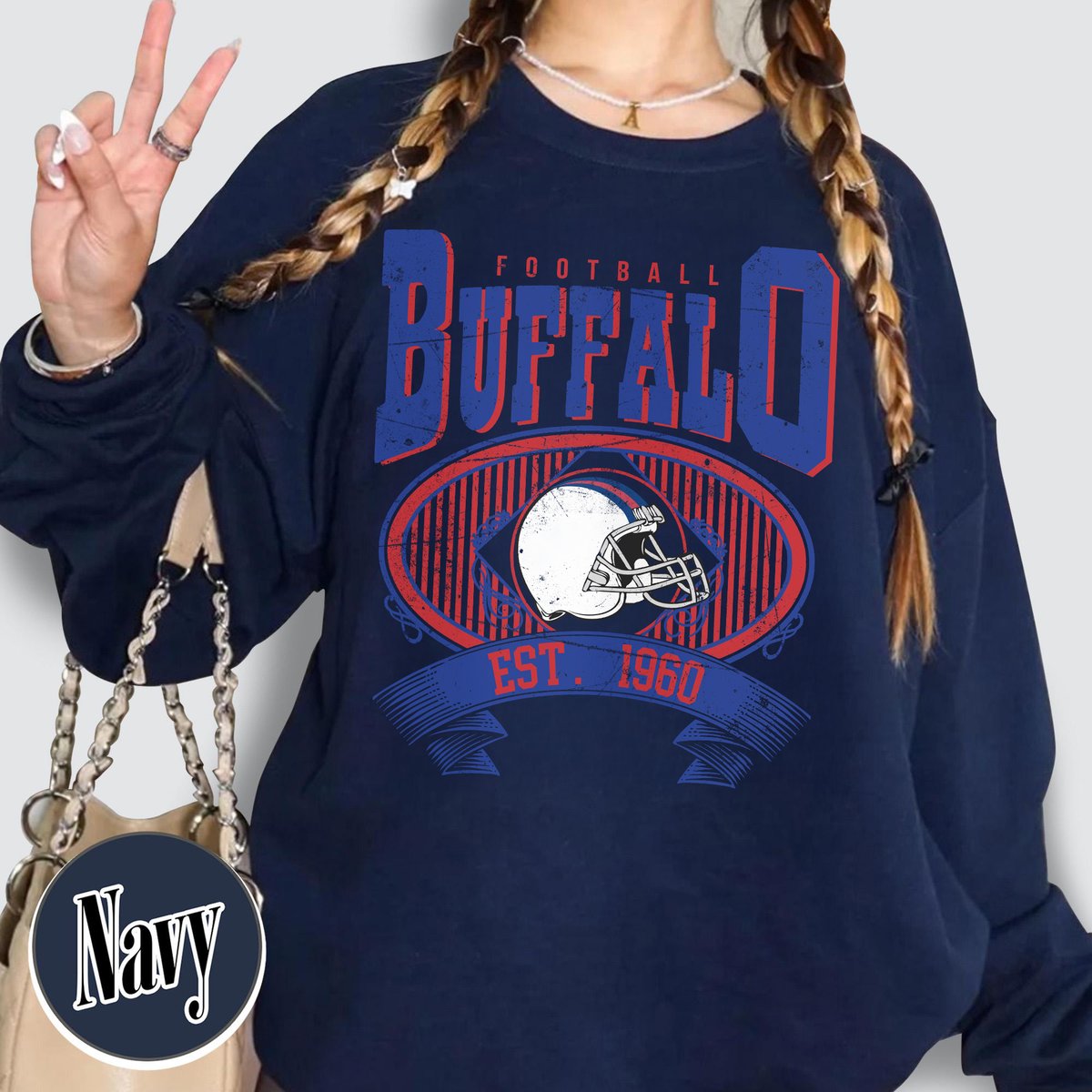 Unisex Buffalo football vintage crewneck sweatshirt for men and women