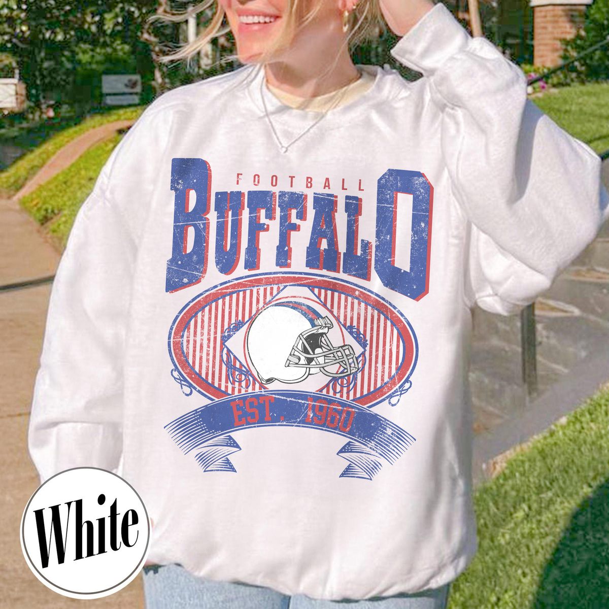 Unisex Buffalo football vintage crewneck sweatshirt for men and women