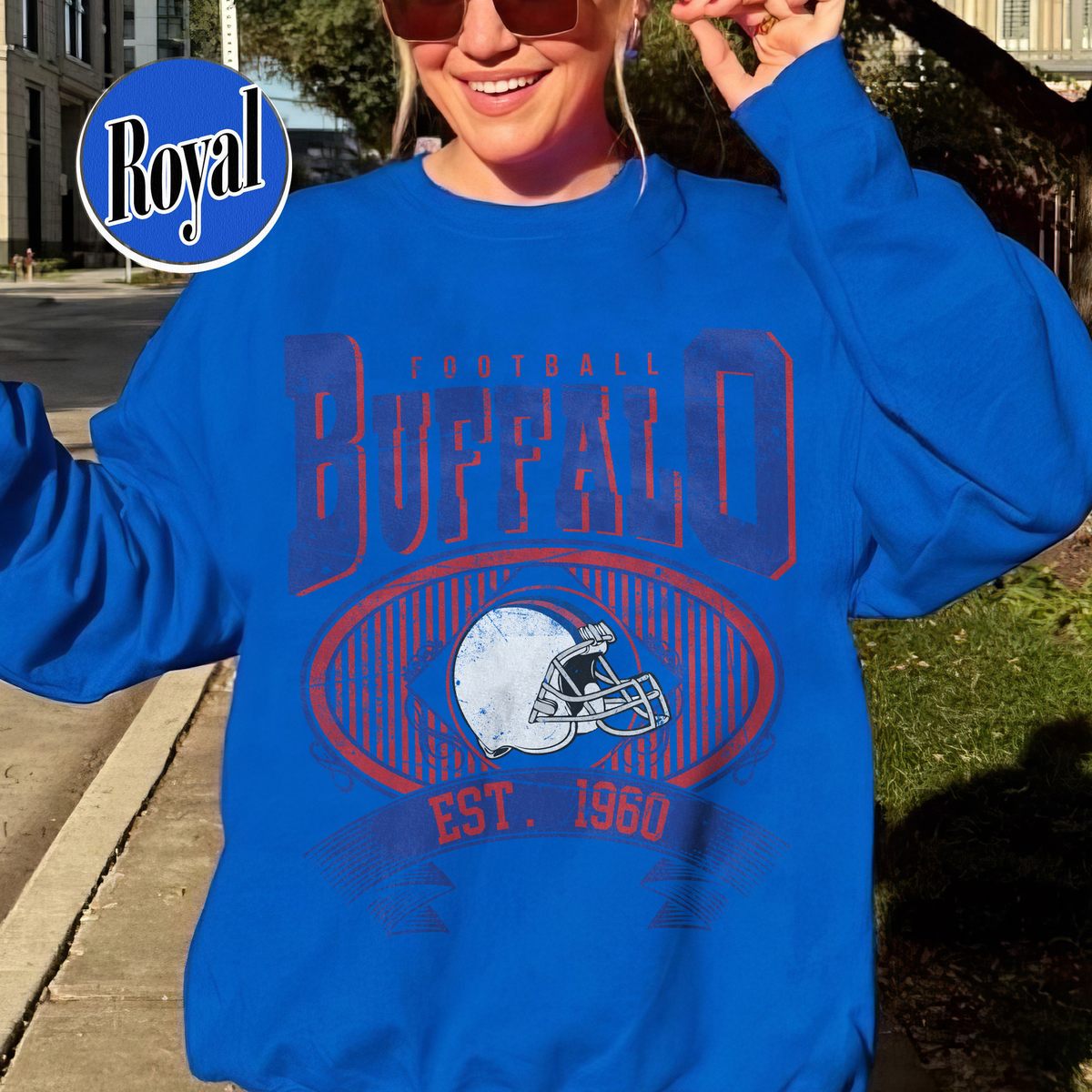 Unisex Buffalo football vintage crewneck sweatshirt for men and women