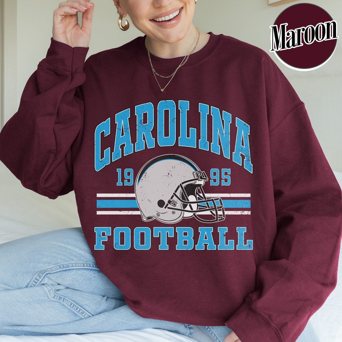 Unisex Carolina football vintage crewneck sweatshirt for men and women