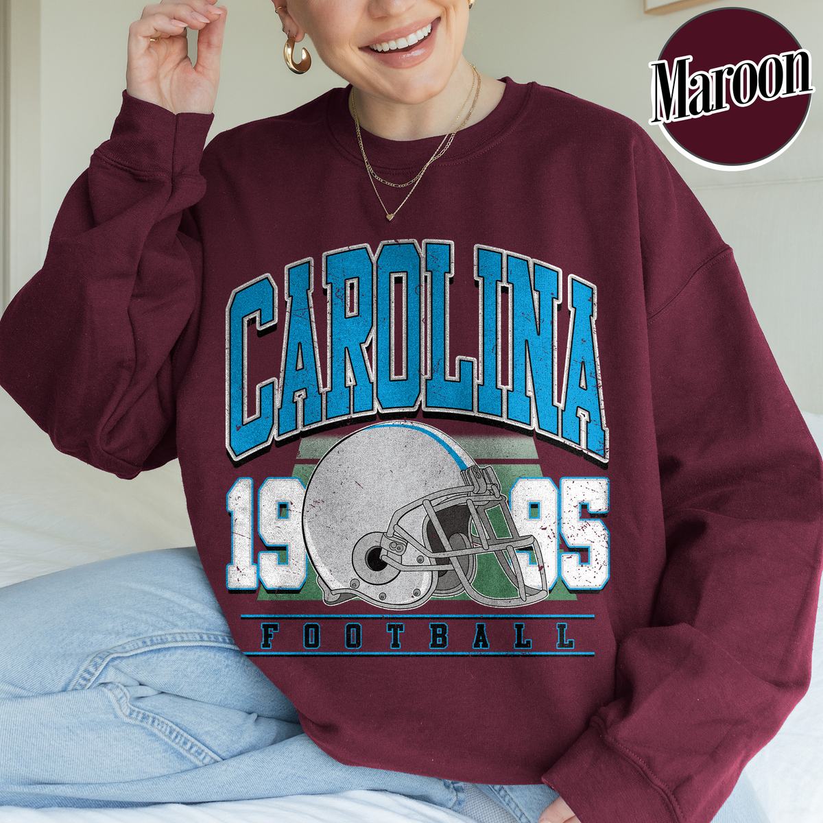 Unisex Carolina football vintage crewneck sweatshirt for men and women